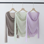 Tencel Blended Silk Long Sleeve Swing Collar Design High-grade Blouse