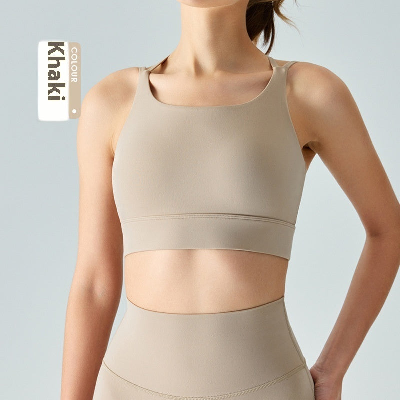 Spaghetti Strap One-piece Fixed Cup Sports Underwear Medium Strength Beauty Back Strap