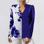 Printed Blouse V-neck Long Sleeve Women's Blouse