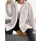 Women's Solid Color Long Sleeve Hooded Loose Plush Coat