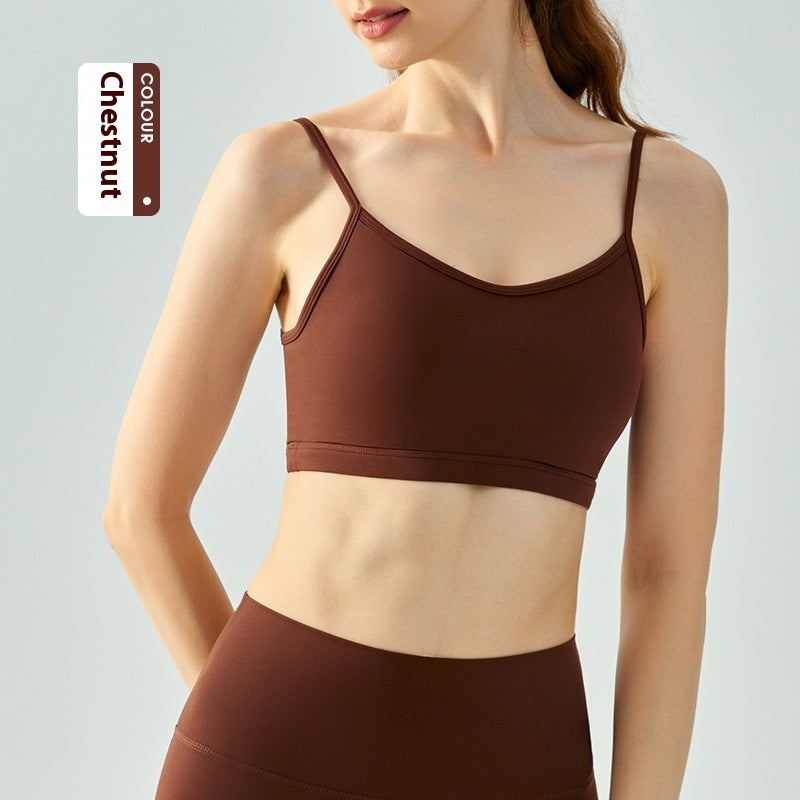 Yoga Vest Women's Water Drop Fixed Cup Spaghetti Strap Underwear